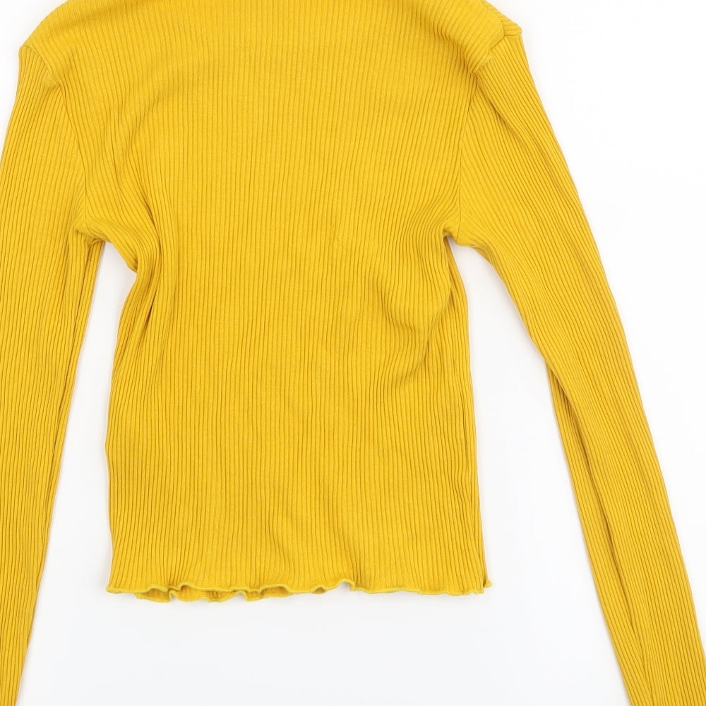 Topshop Womens Yellow   Cropped Blouse Size 8