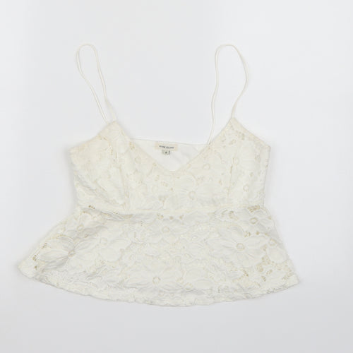 River Island Womens White  Lace Cropped Tank Size 8