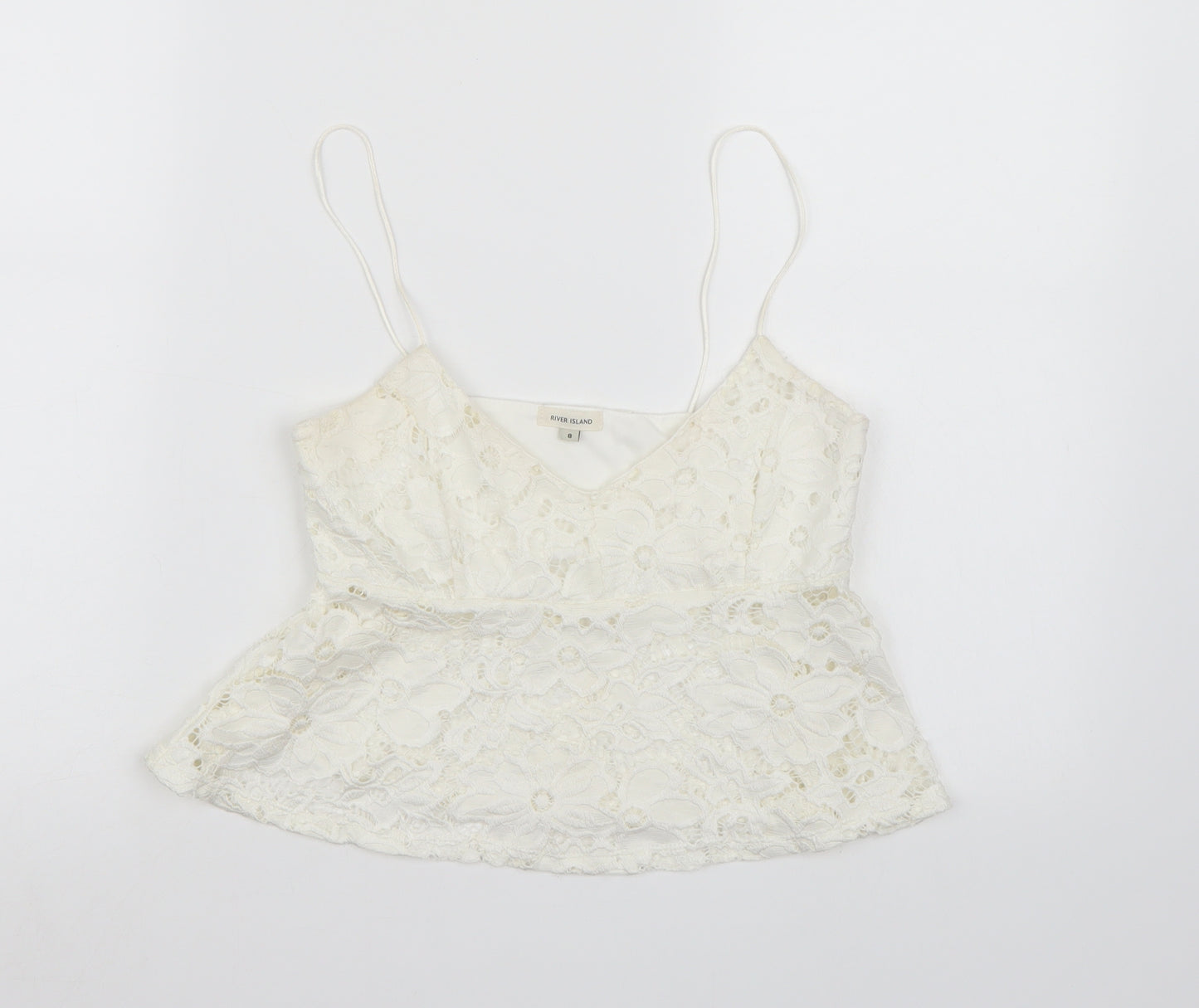 River Island Womens White  Lace Cropped Tank Size 8