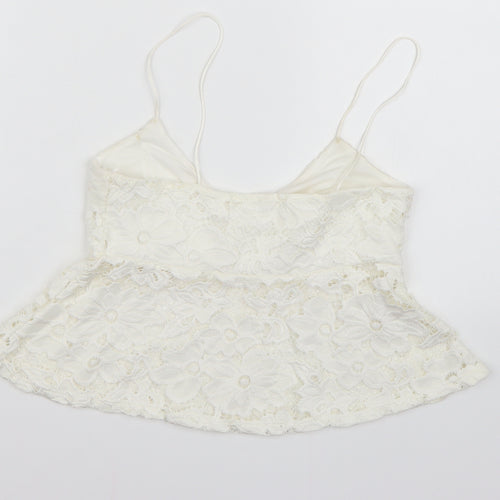 River Island Womens White  Lace Cropped Tank Size 8