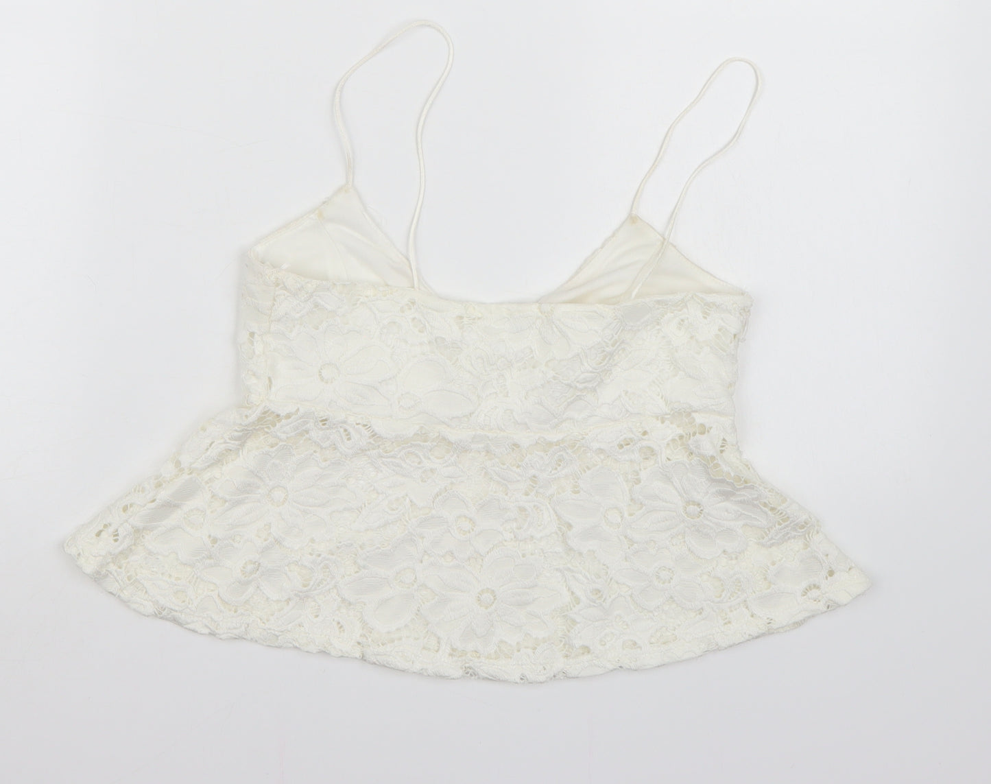 River Island Womens White  Lace Cropped Tank Size 8