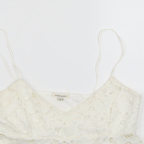 River Island Womens White  Lace Cropped Tank Size 8