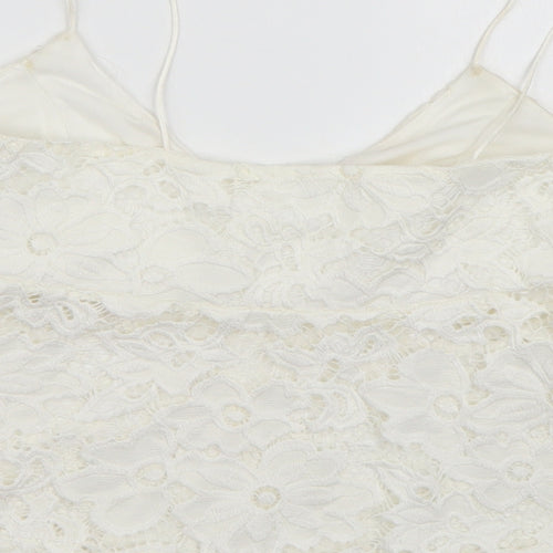 River Island Womens White  Lace Cropped Tank Size 8