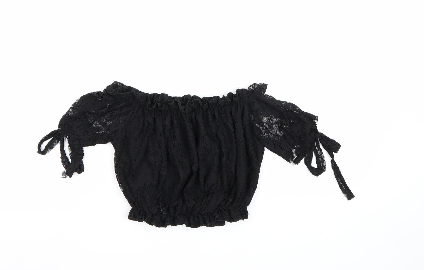 Cameo rose Womens Black  Lace Cropped Blouse Size 10