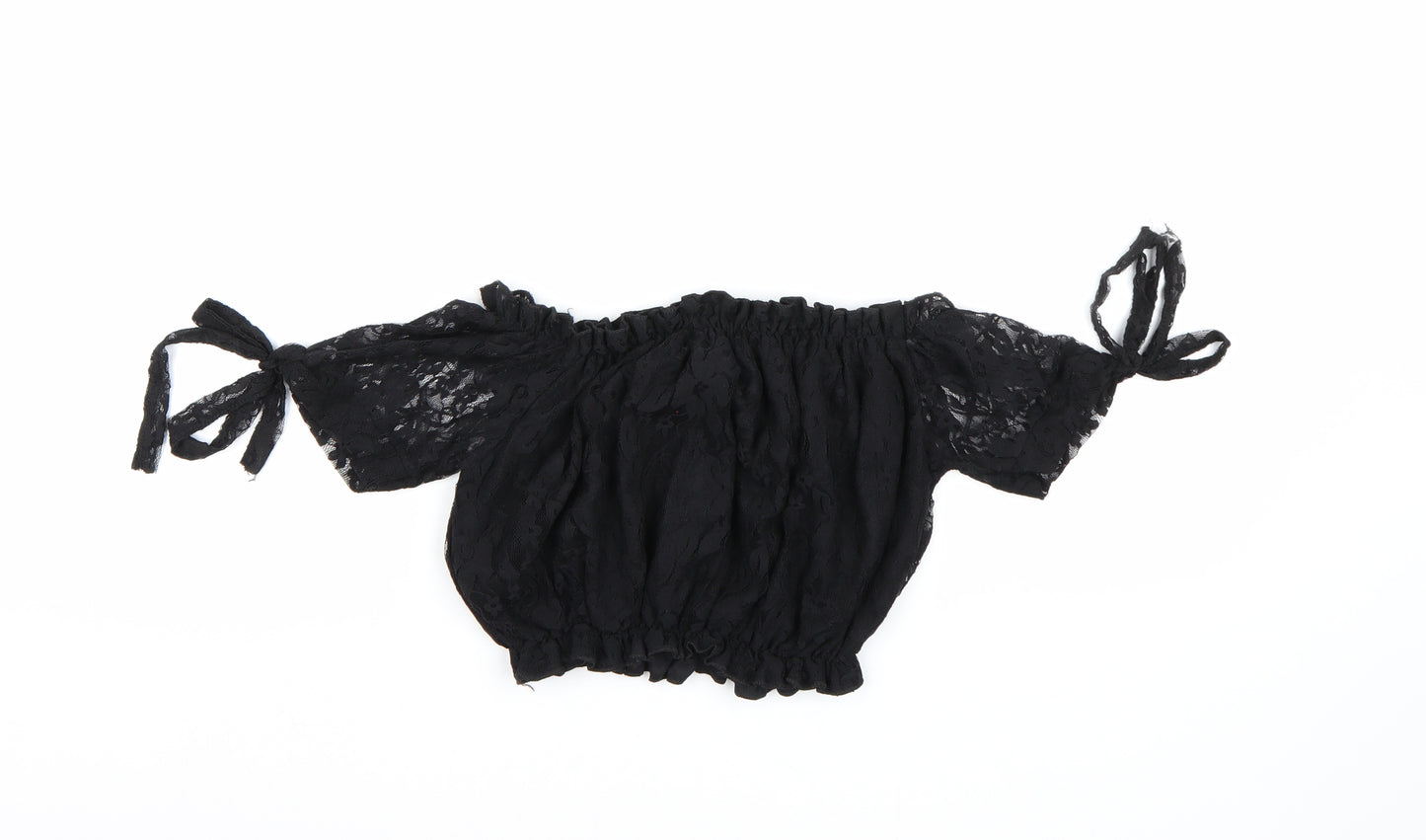 Cameo rose Womens Black  Lace Cropped Blouse Size 10
