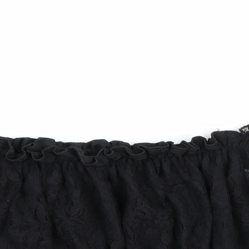 Cameo rose Womens Black  Lace Cropped Blouse Size 10