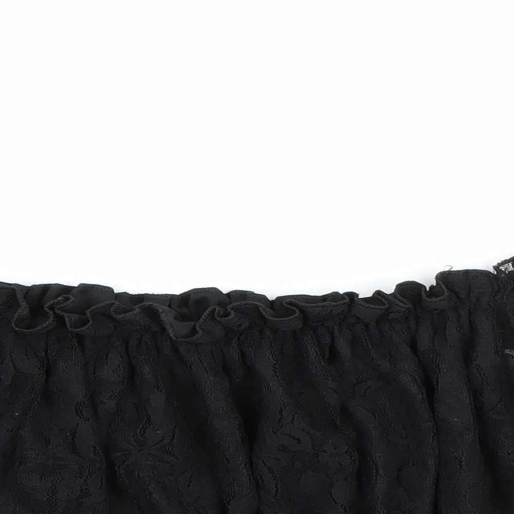 Cameo rose Womens Black  Lace Cropped Blouse Size 10
