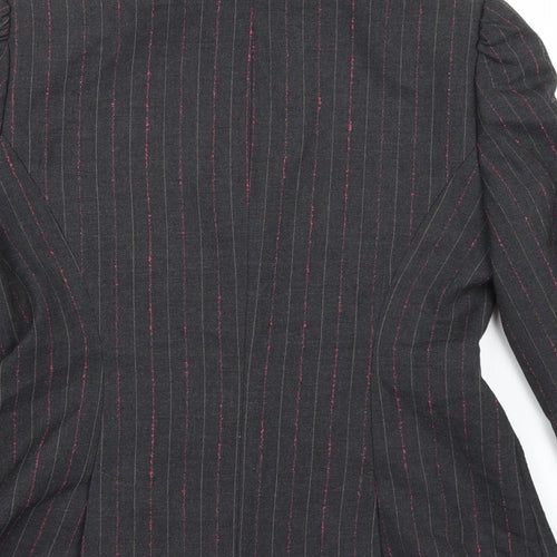 PLANET Womens Grey Striped Rayon Jacket Blazer Size 10