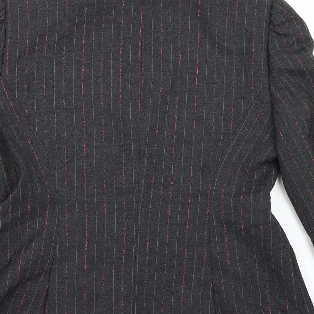 PLANET Womens Grey Striped Rayon Jacket Blazer Size 10