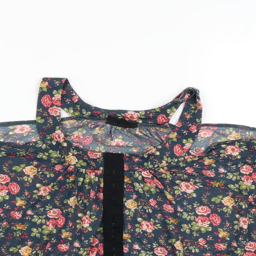 Topshop Womens Blue Floral  Basic Blouse Size 10