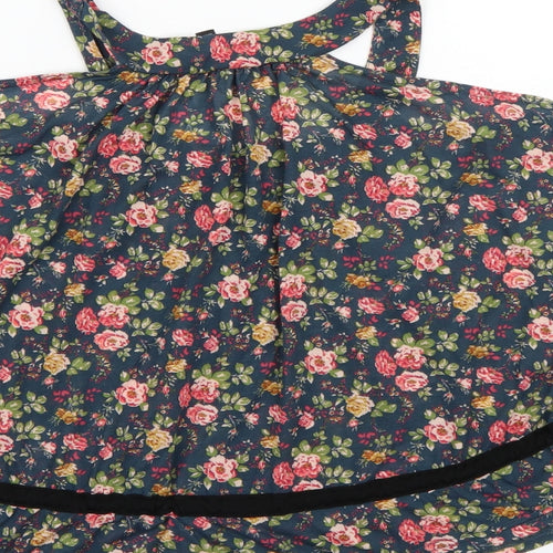 Topshop Womens Blue Floral  Basic Blouse Size 10