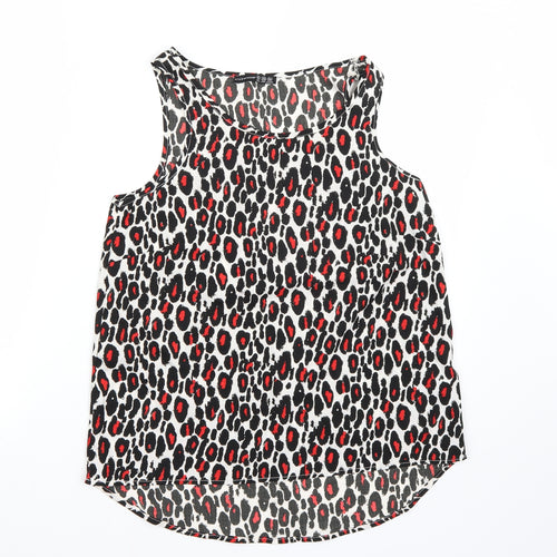 Atmosphere Womens White Animal Print Chiffon Camisole Tank Size 10