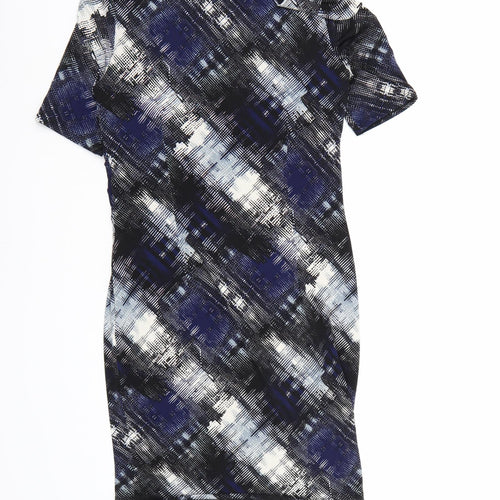 Marks and Spencer Womens Blue Geometric  A-Line  Size 8