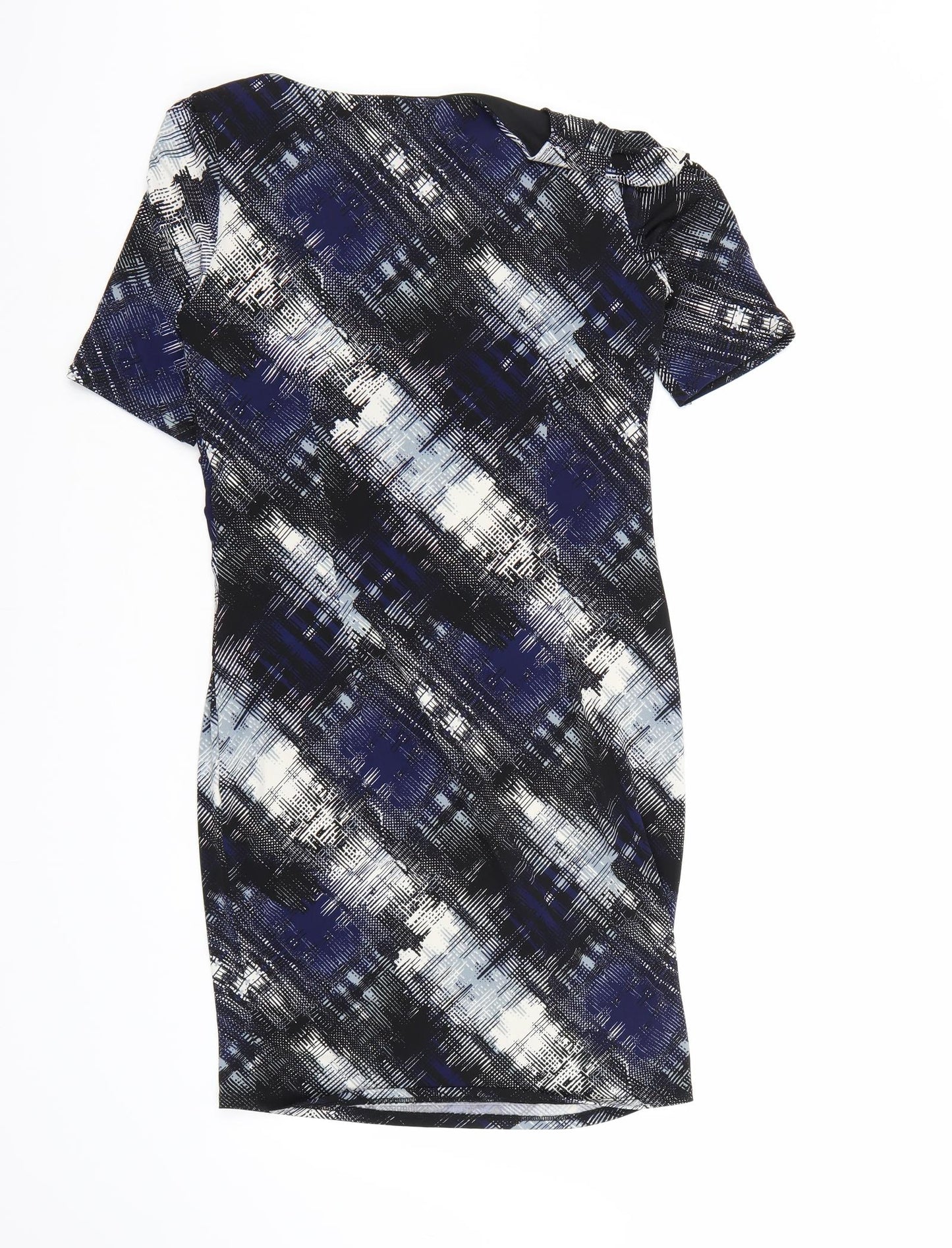 Marks and Spencer Womens Blue Geometric  A-Line  Size 8
