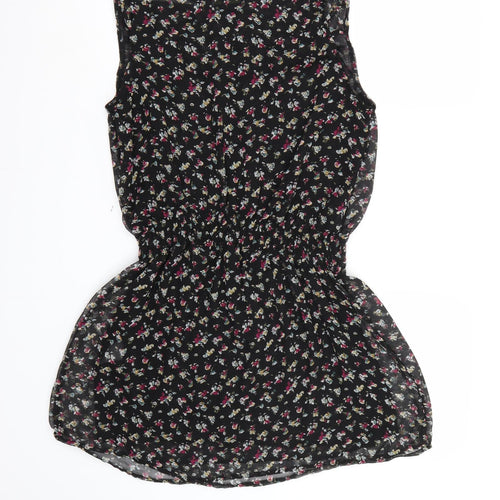 Miss Harvey Womens Black Floral Chiffon A-Line  Size 10