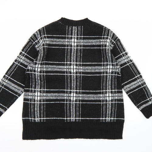 Marks and Spencer Womens Black Check Knit Pullover Jumper Size M