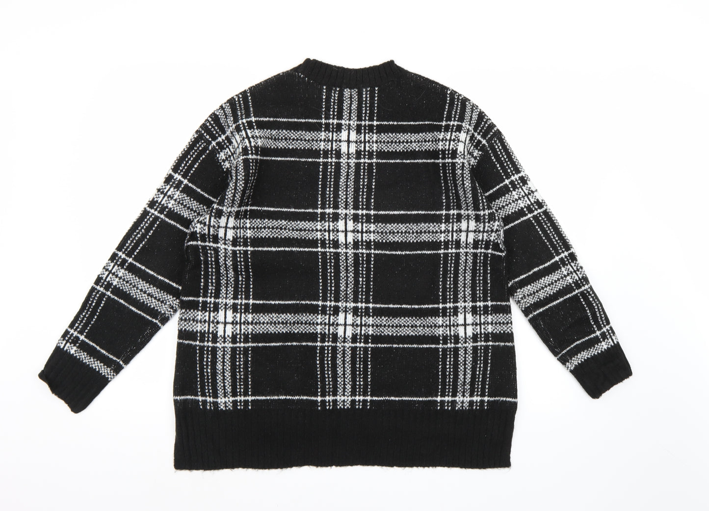 Marks and Spencer Womens Black Check Knit Pullover Jumper Size M