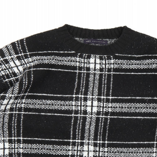 Marks and Spencer Womens Black Check Knit Pullover Jumper Size M