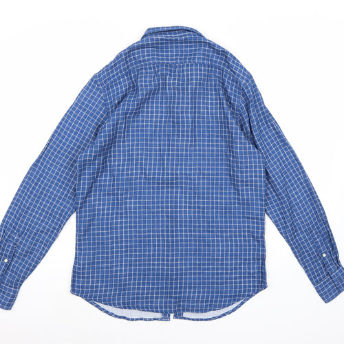 JACHS Mens Blue Check   Button-Up Size M