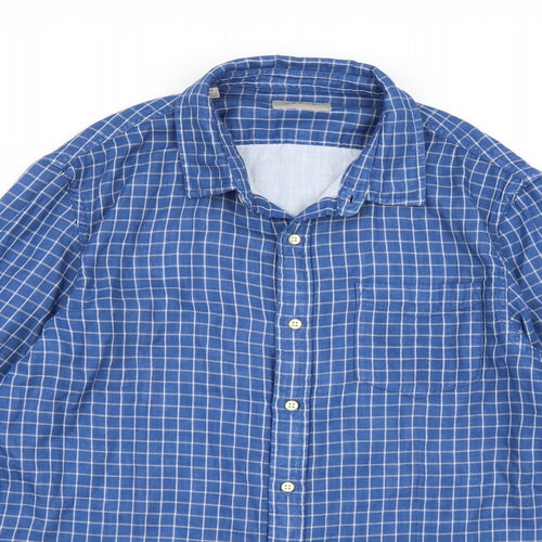 JACHS Mens Blue Check   Button-Up Size M