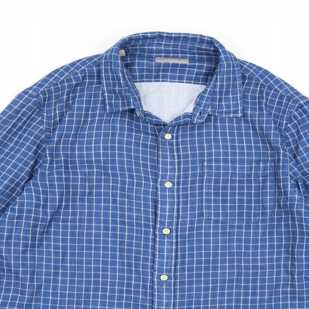 JACHS Mens Blue Check   Button-Up Size M