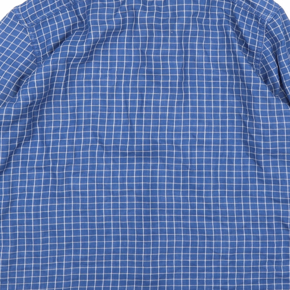 JACHS Mens Blue Check   Button-Up Size M