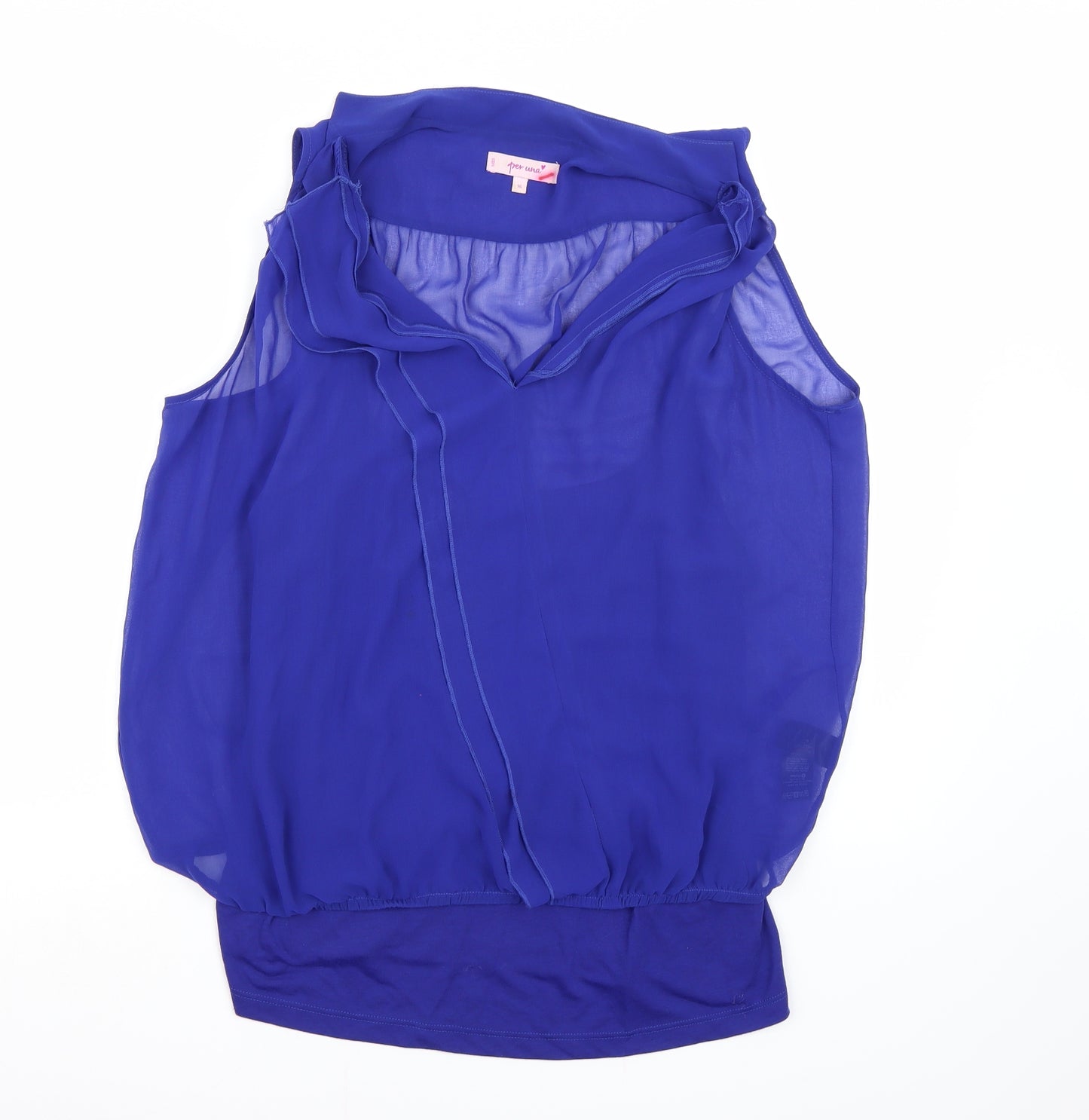 Per Una Womens Blue  Chiffon Basic Blouse Size 16