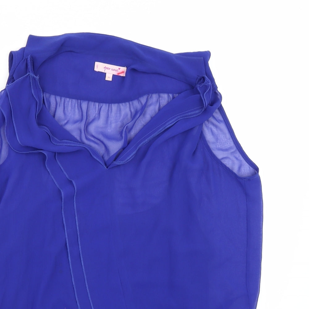 Per Una Womens Blue  Chiffon Basic Blouse Size 16