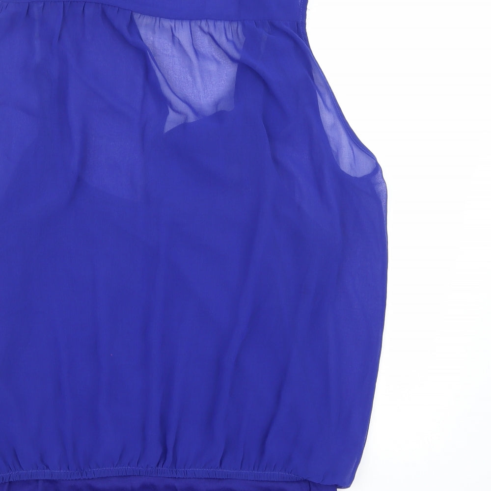 Per Una Womens Blue  Chiffon Basic Blouse Size 16