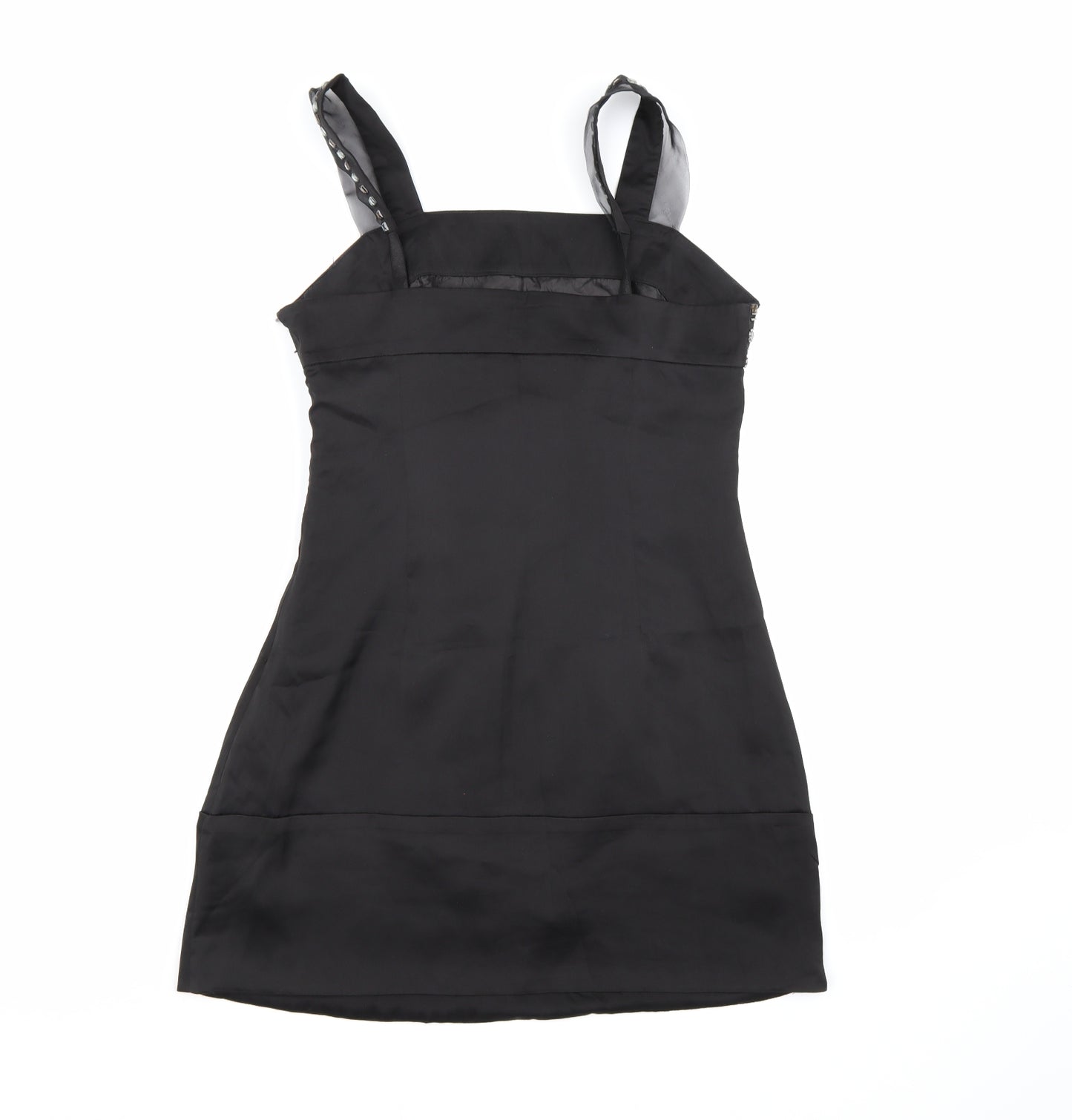 COTTON CLUB Womens Black  Satin A-Line  Size 12