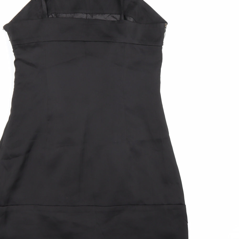 COTTON CLUB Womens Black  Satin A-Line  Size 12