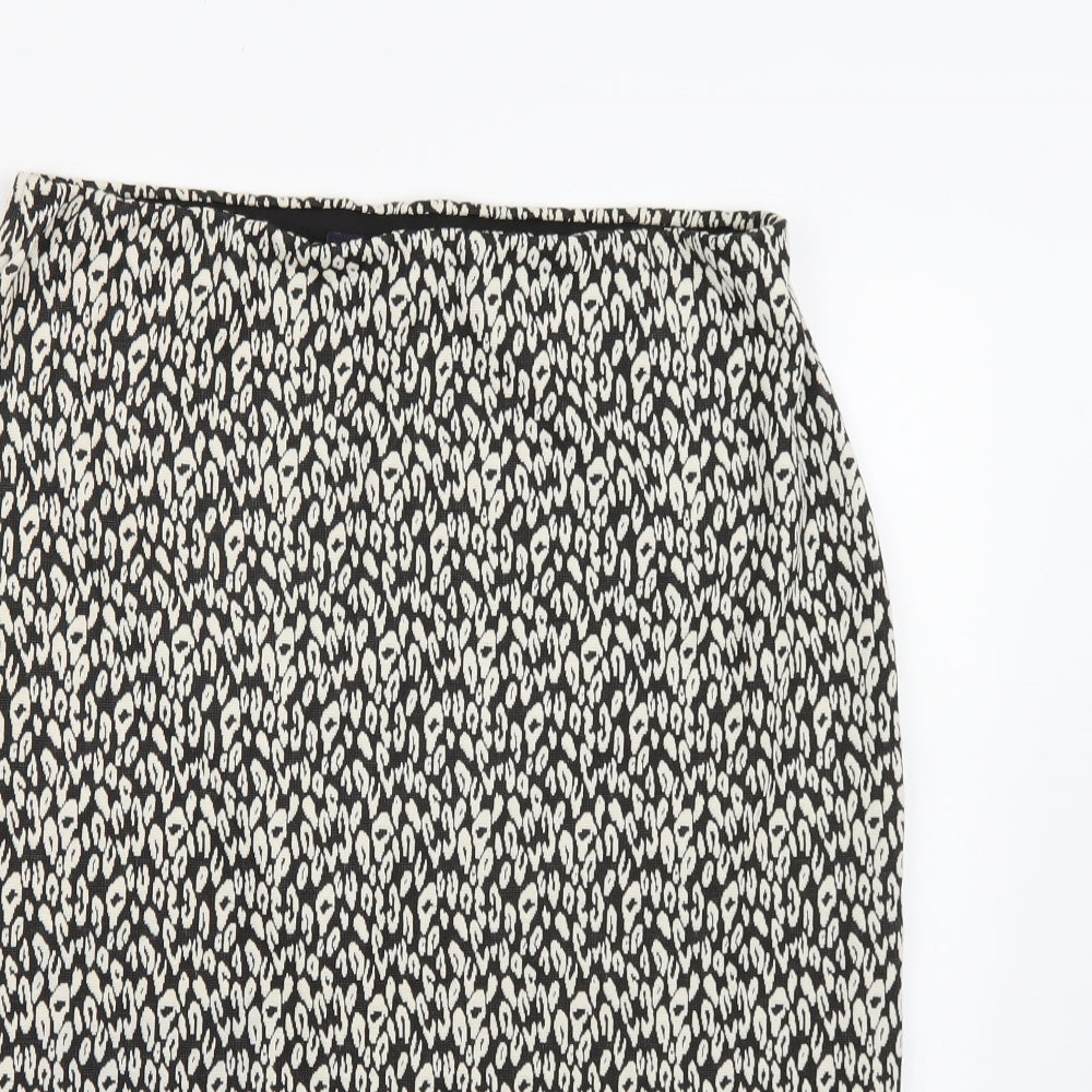 Marks and Spencer Womens Black Animal Print  A-Line Skirt Size 14