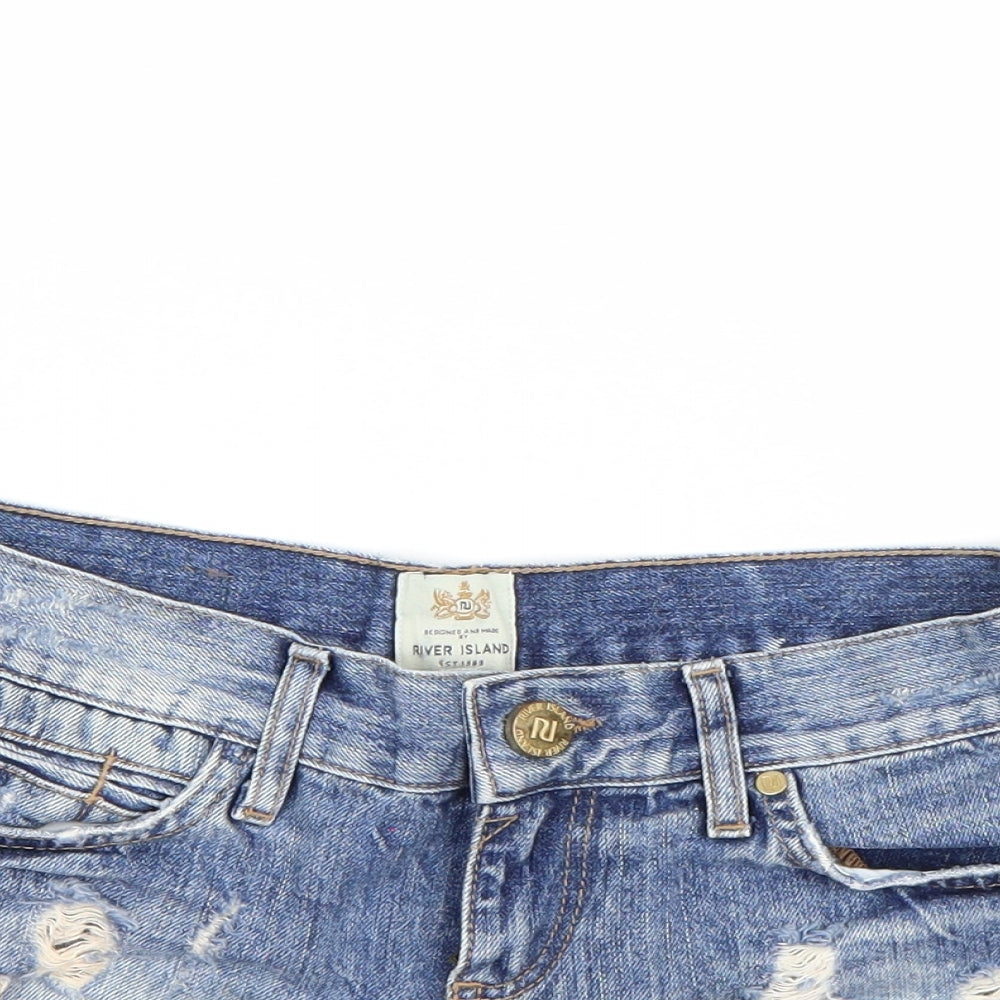 River Island Womens Blue  Denim Hot Pants Shorts Size 6