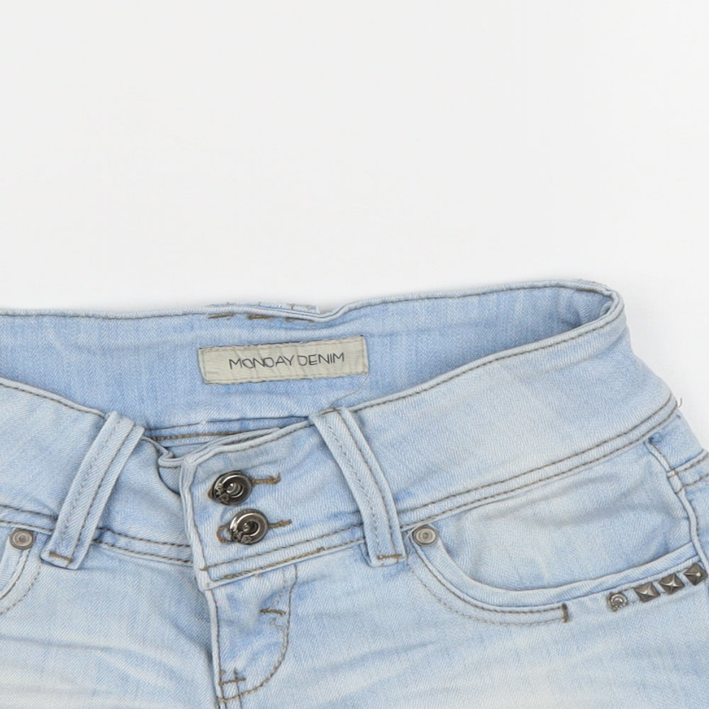 Preworn Womens Blue  Denim Hot Pants Shorts