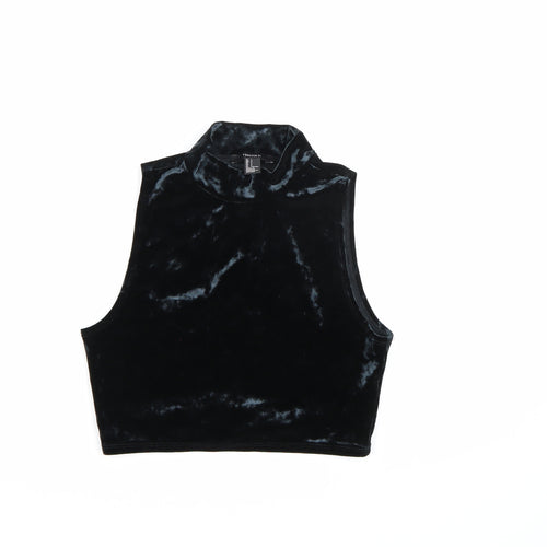 FOREVER 21 Womens Blue  Velour Cropped Tank Size L