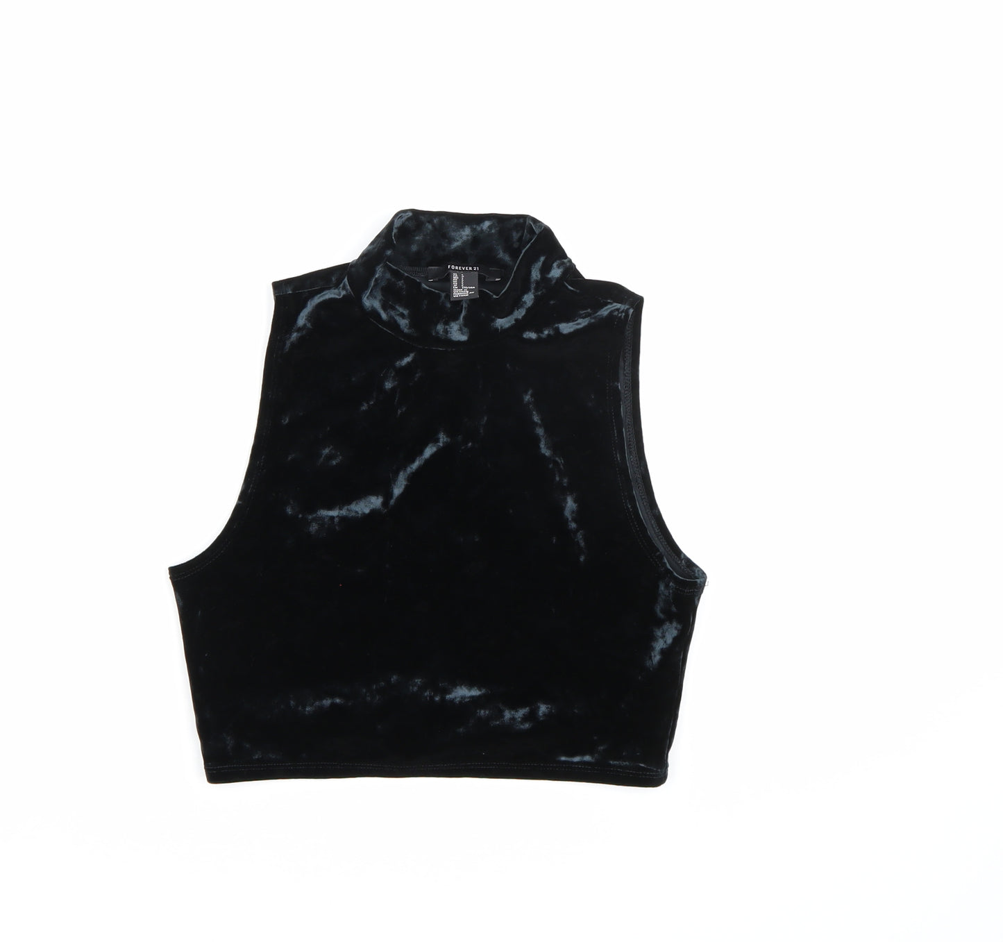 FOREVER 21 Womens Blue  Velour Cropped Tank Size L