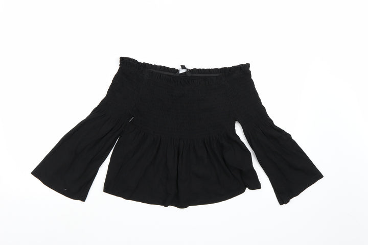 New Look Womens Black Basic Blouse Size 12 - Flared Sleeves