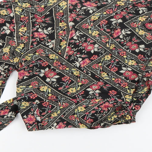 Primark Womens Black Floral  Wrap Blouse Size 10