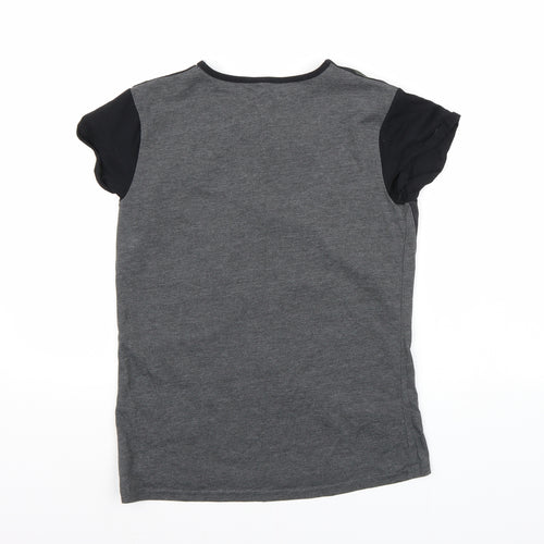 blackseal Womens Grey Floral  Basic T-Shirt Size XS
