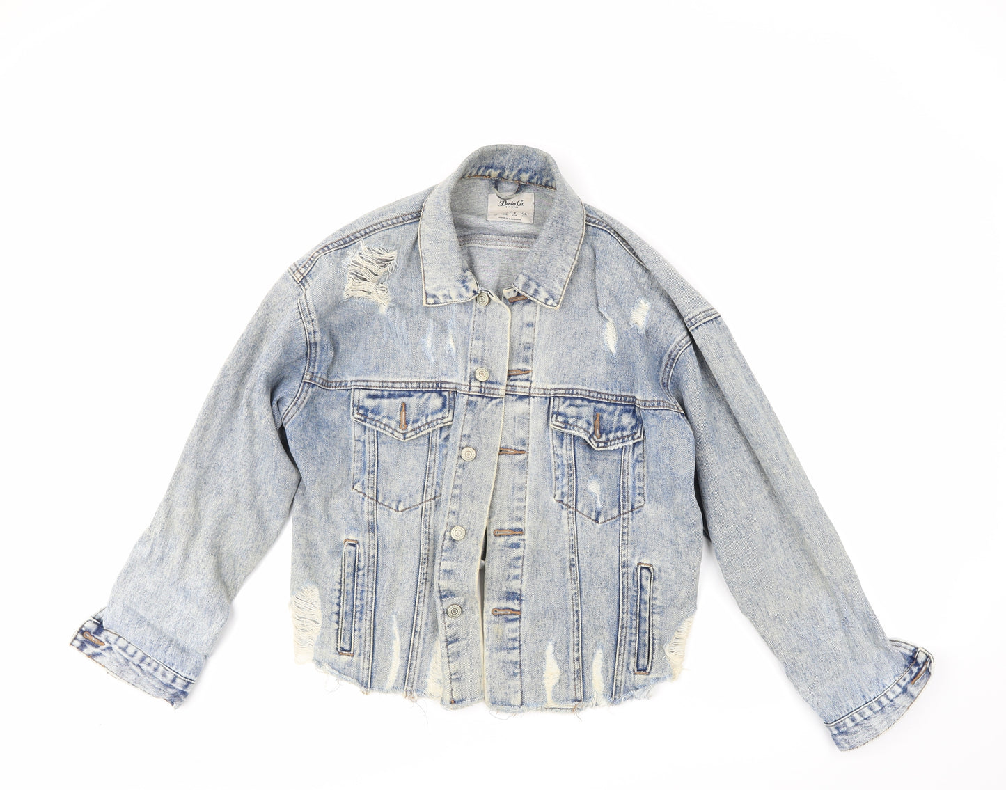 Denim & Co. Womens Blue   Biker Jacket Size 12