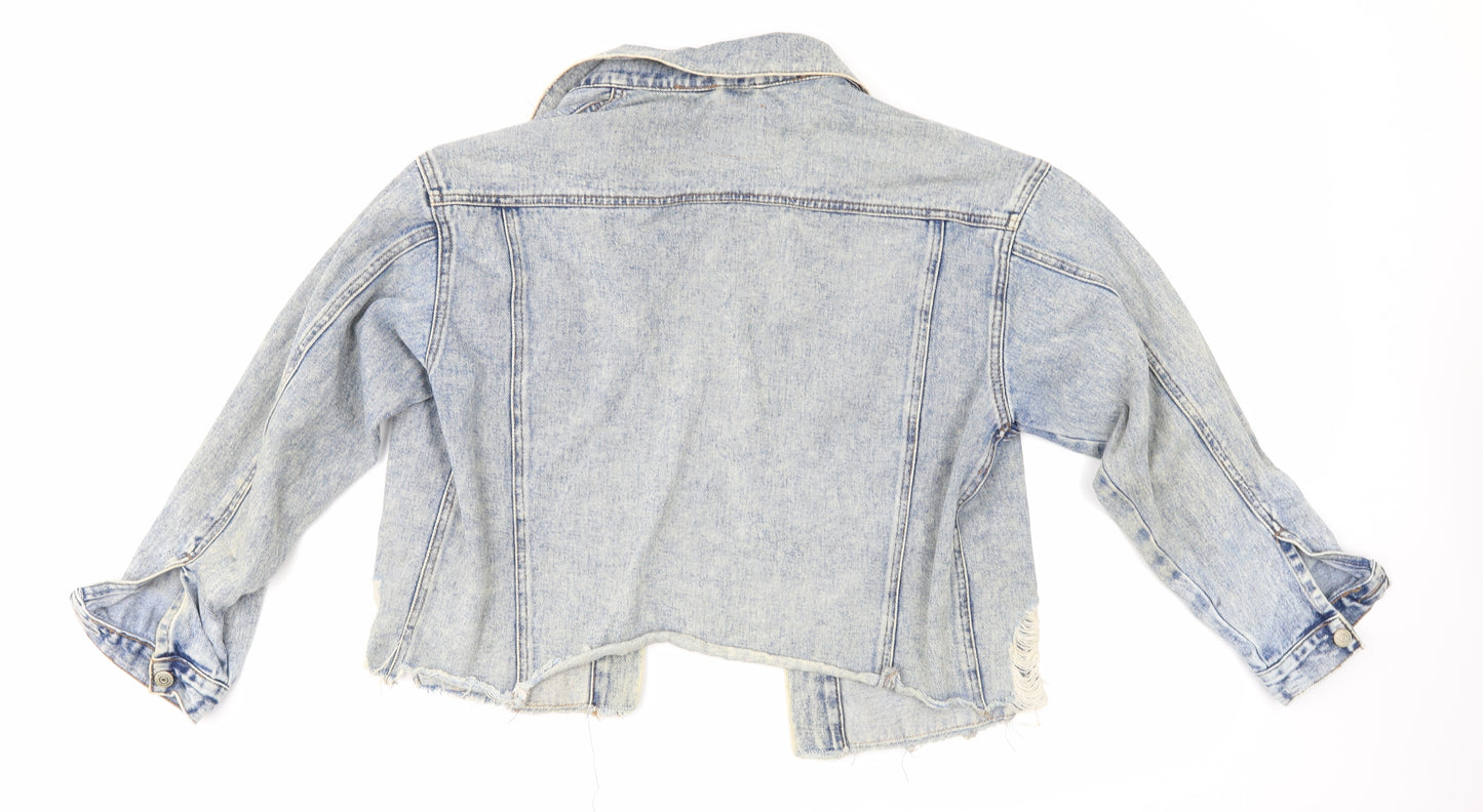 Denim & Co. Womens Blue   Biker Jacket Size 12