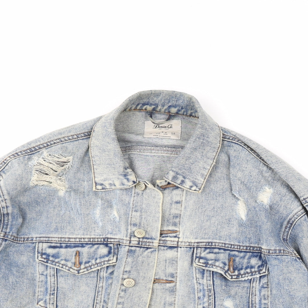 Denim & Co. Womens Blue   Biker Jacket Size 12