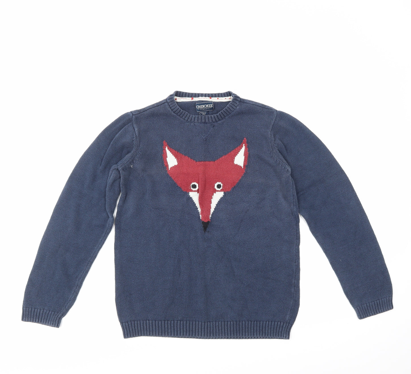 Cherokee Boys Blue Animal Print  Pullover Jumper Size 11-12 Years