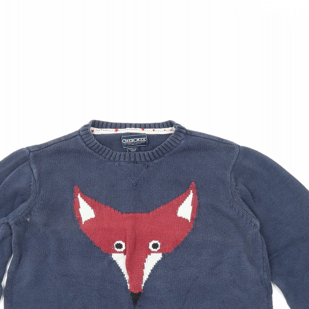 Cherokee Boys Blue Animal Print  Pullover Jumper Size 11-12 Years