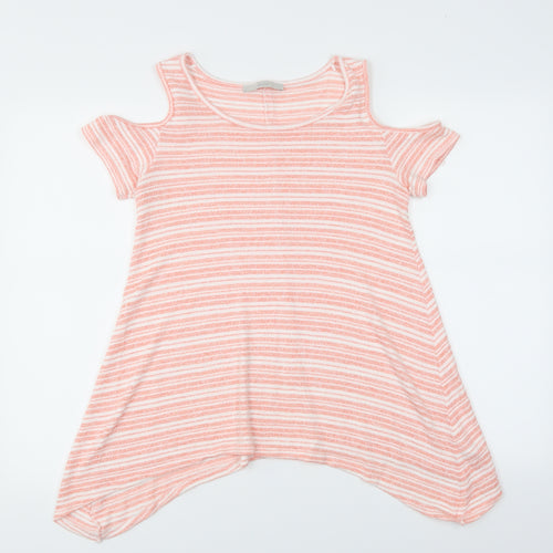 George Womens Pink Striped  Basic Blouse Size 12