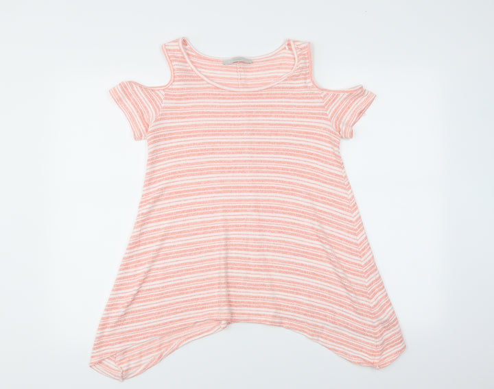 George Womens Pink Striped Basic Blouse Size 12