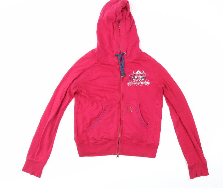 Denim & Co. Womens Purple Full Zip Hoodie