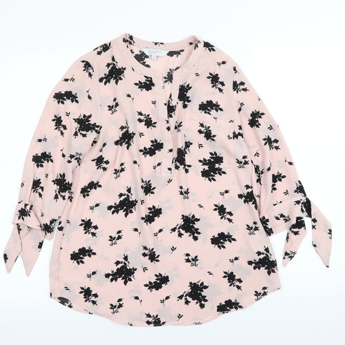 Principles Womens Pink Floral  Basic Blouse Size 10