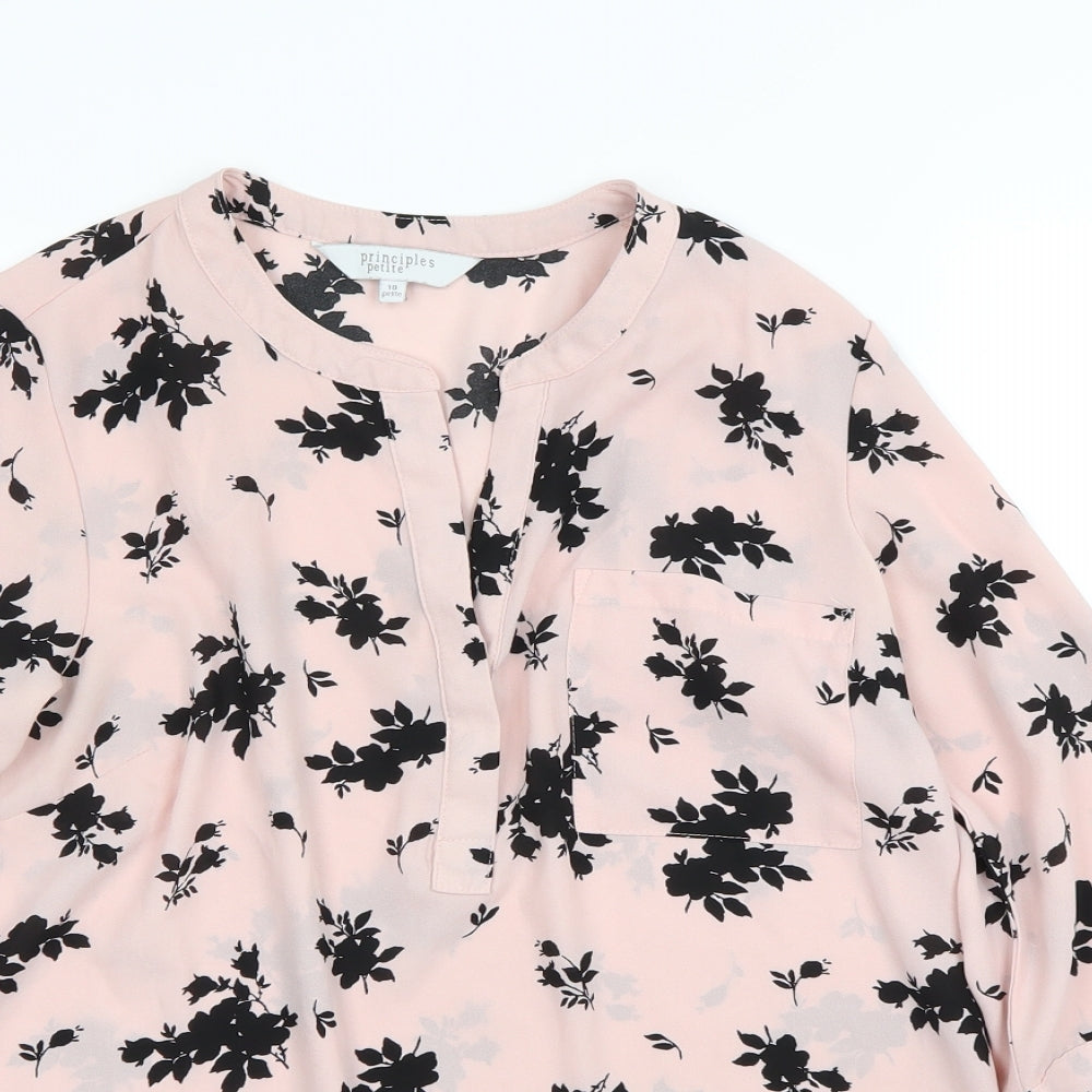 Principles Womens Pink Floral  Basic Blouse Size 10
