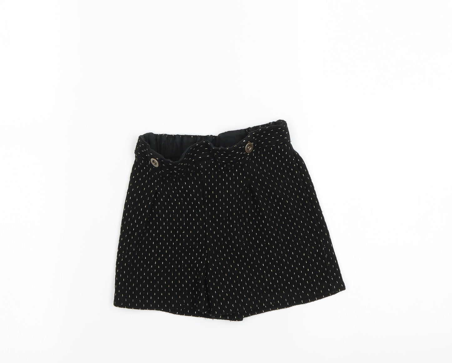 F&F Girls Black Polka Dot  Utility Shorts Size 6-7 Years